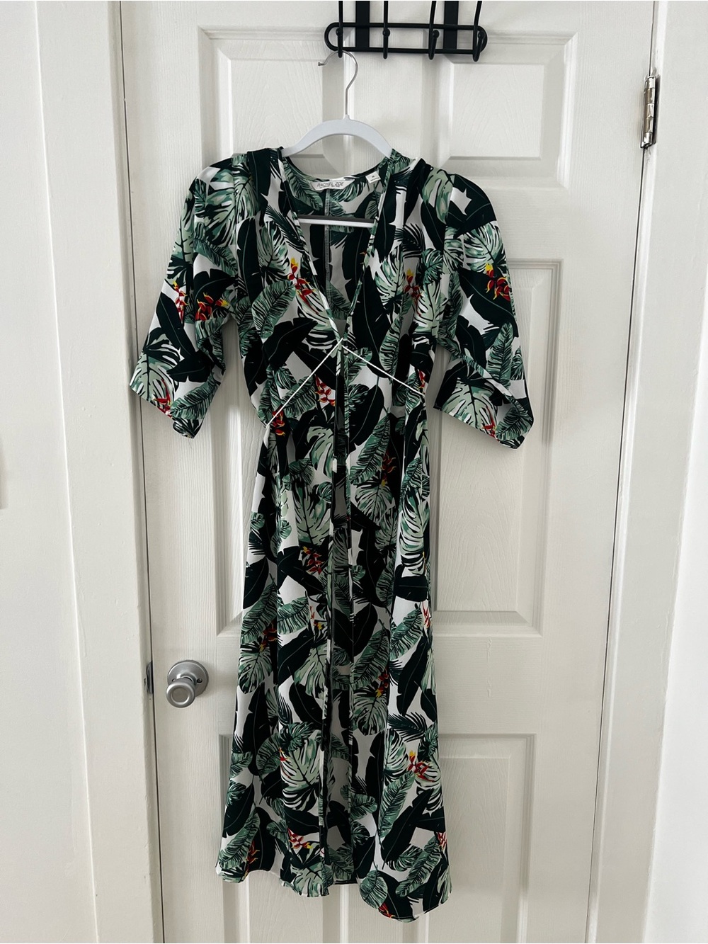 Rachel Zoe Green and Black Tropical Caftan OS